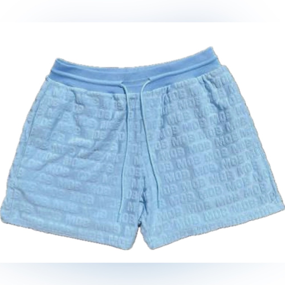 **Strawberry Milk Mob ** Light Blue Textured Soft Terry Swim Trunks .